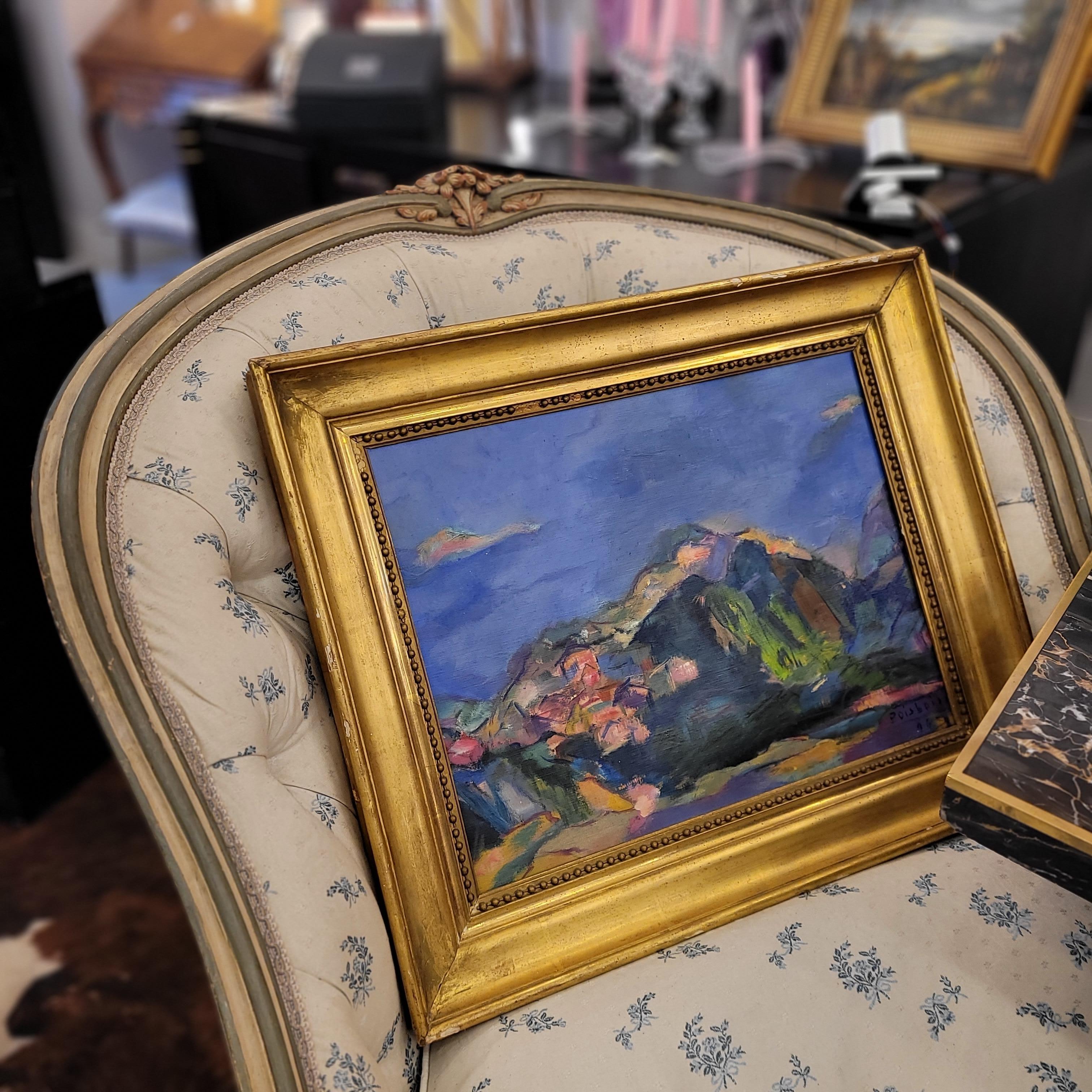 Fauvista  Paesaggio blu Monzal di Mathilde BoisBoissel fauvismo Francia - Landscape Painting Grigio di Unknown