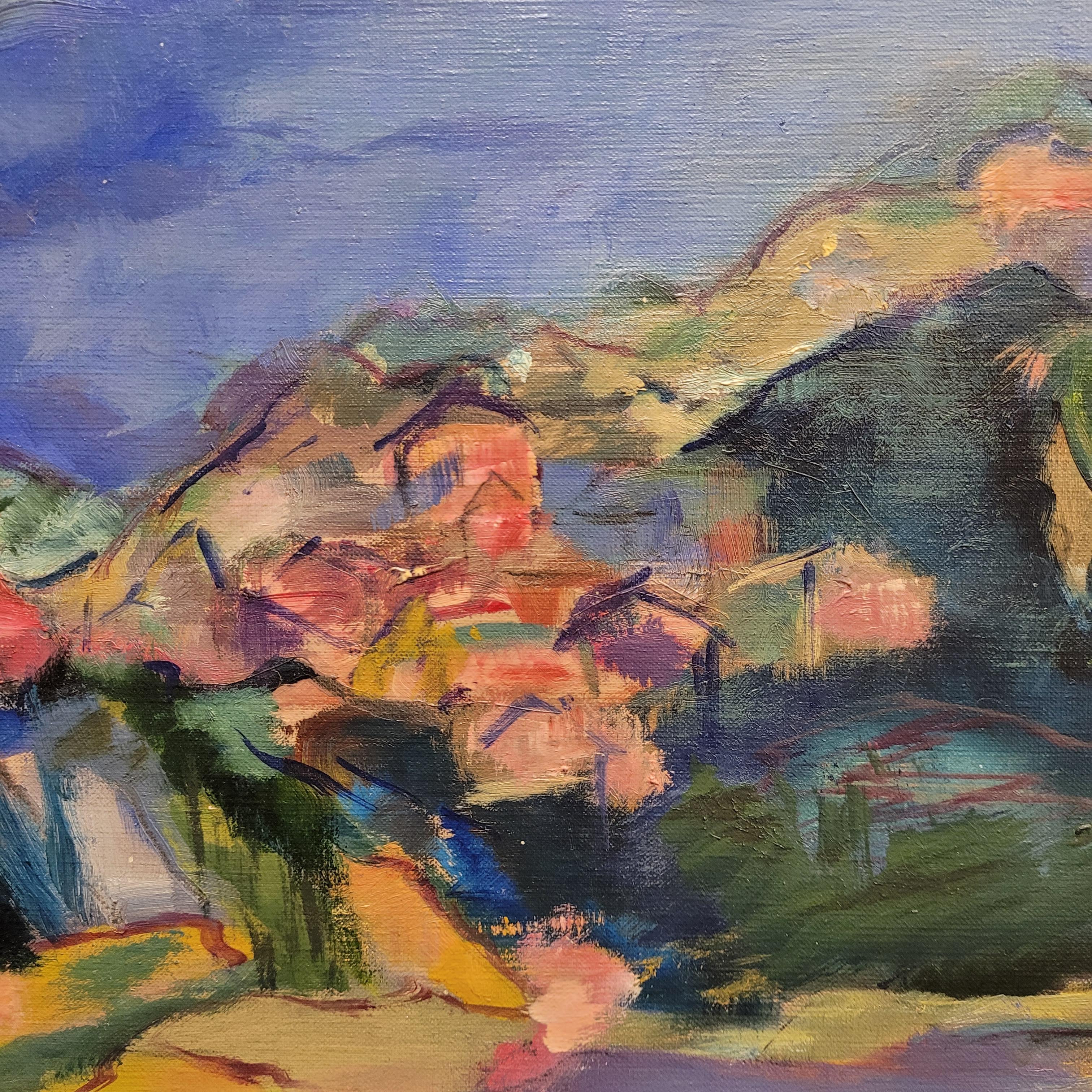 Fauvista  Paesaggio blu Monzal di Mathilde BoisBoissel fauvismo Francia in vendita 2