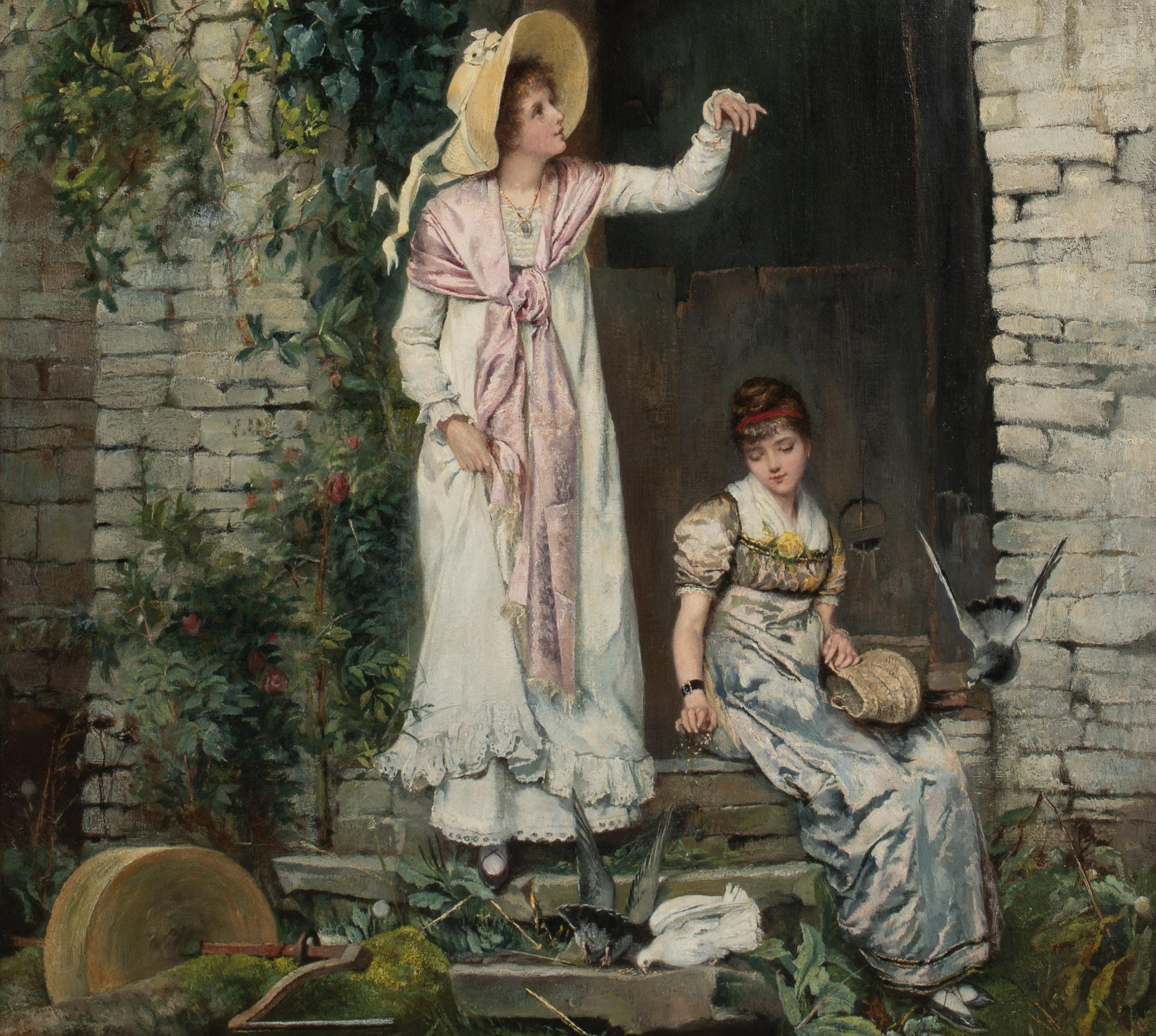 Feeding The Birds, 19th Century  by Charlotte J Weeks (19th Century, British) For Sale 6