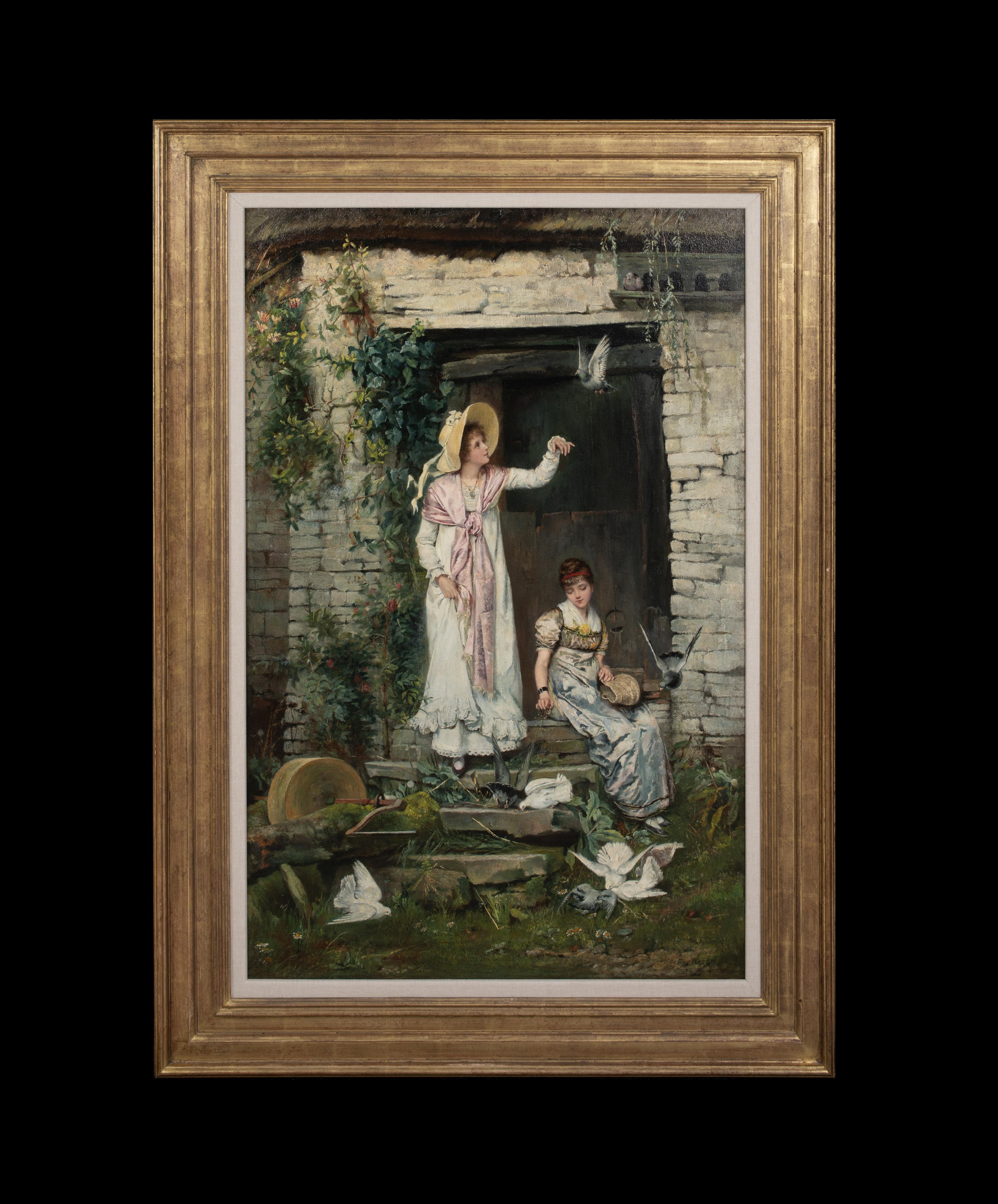 Feeding The Birds, 19th Century  by Charlotte J Weeks (19th Century, British) - Painting by Unknown