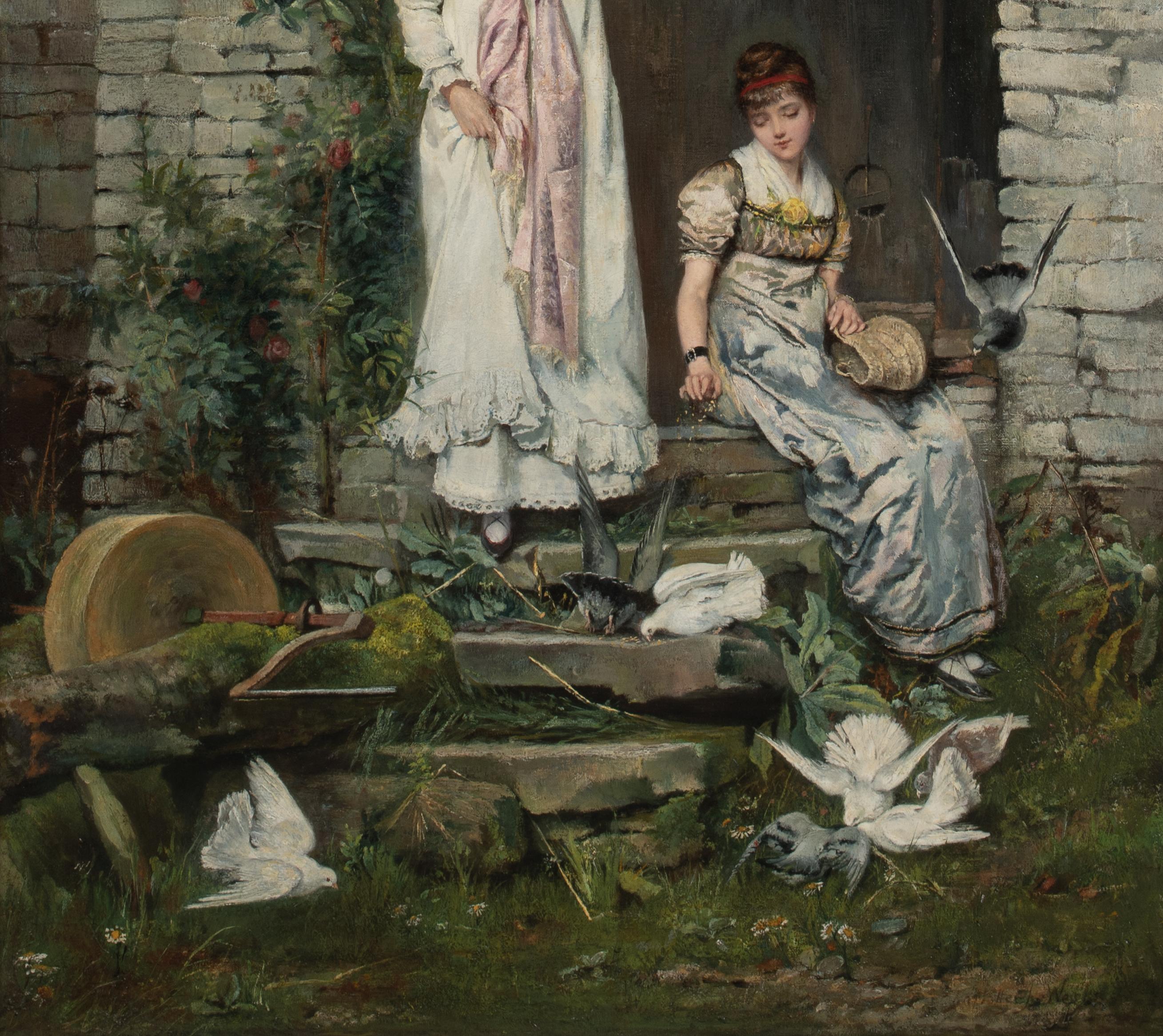 Feeding The Birds, 19th Century  by Charlotte J Weeks (19th Century, British) For Sale 1