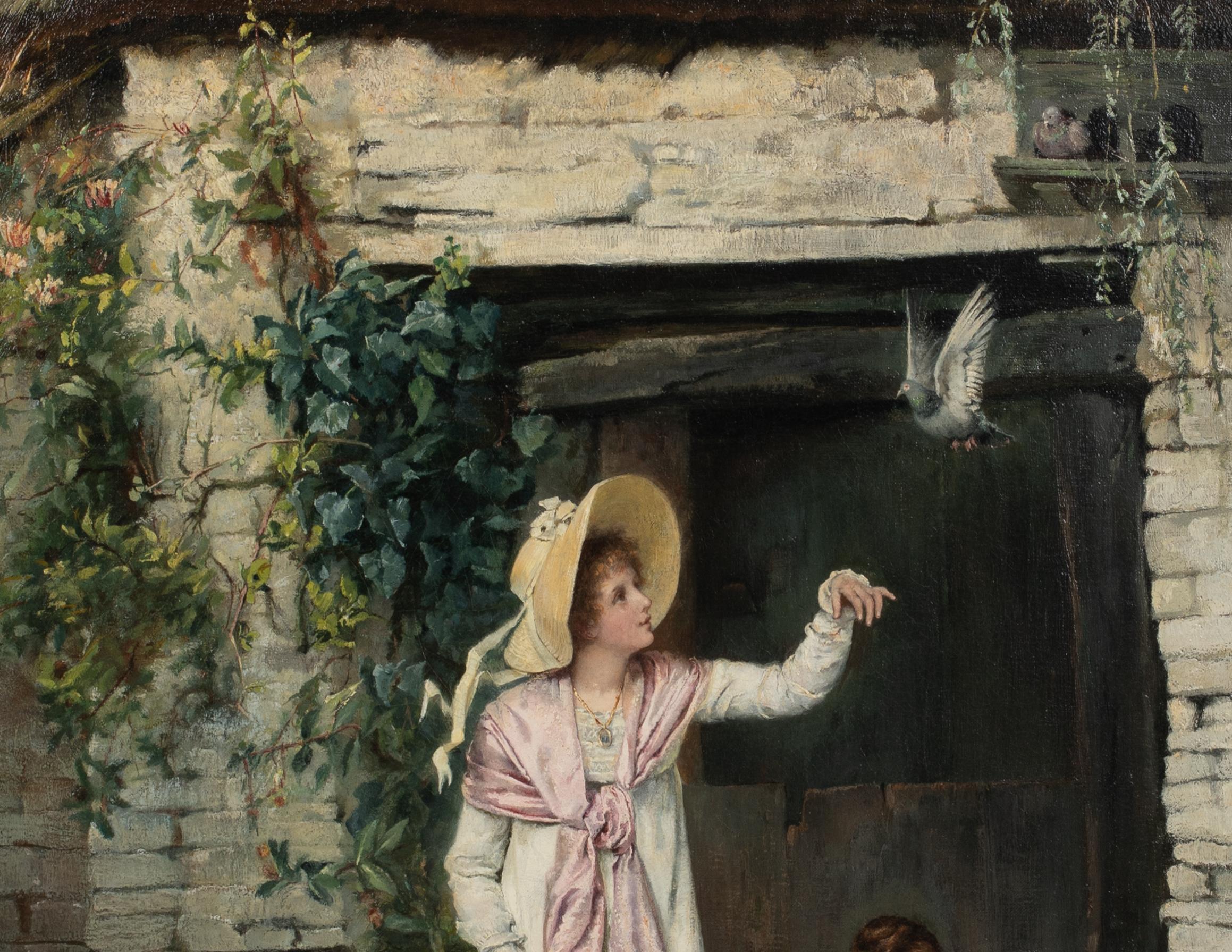 Feeding The Birds, 19th Century  by Charlotte J Weeks (19th Century, British) For Sale 3