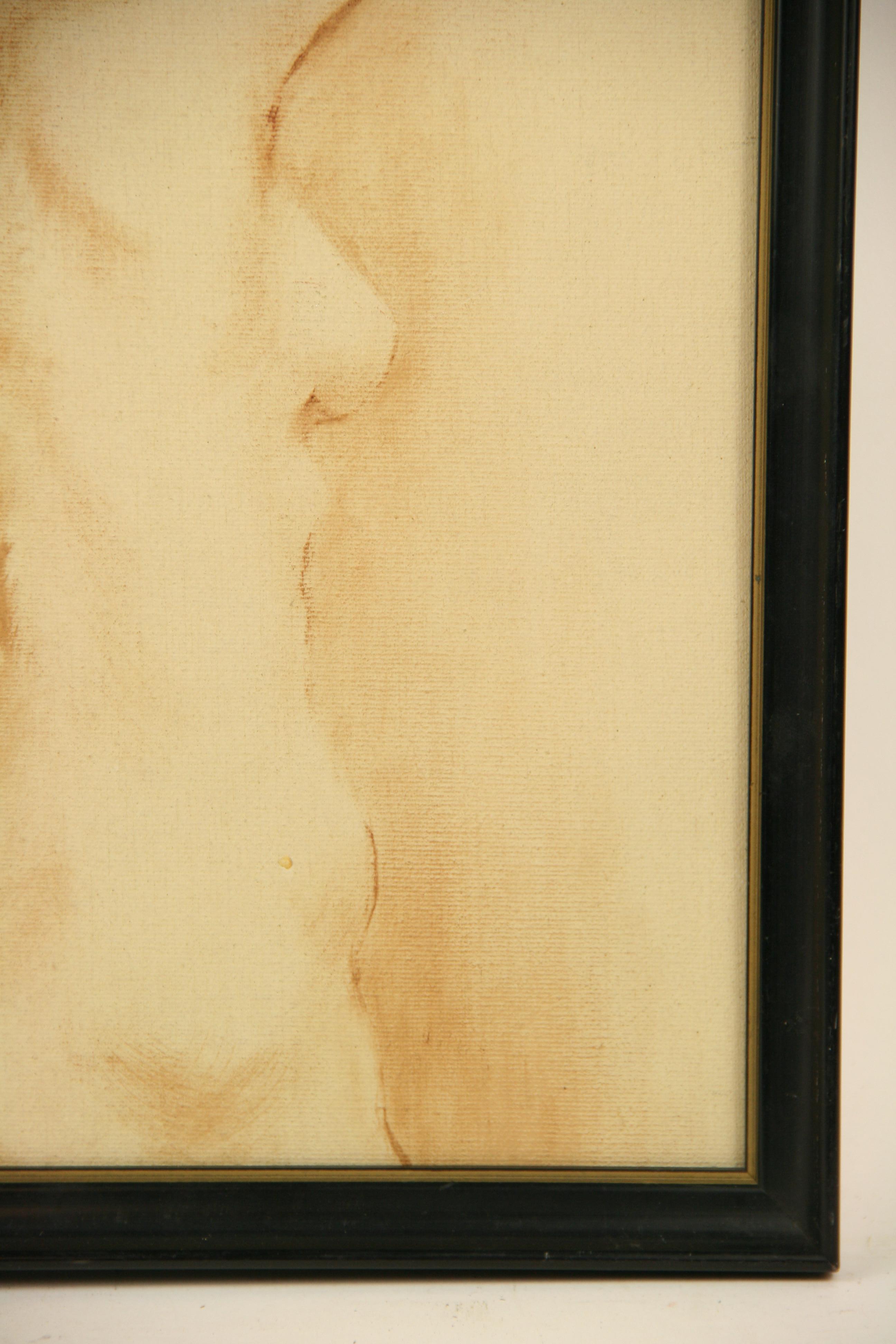 5-2602a    Female Torso , vintage acrylic on artist board
Displayed in a black wood frame
Unsigned