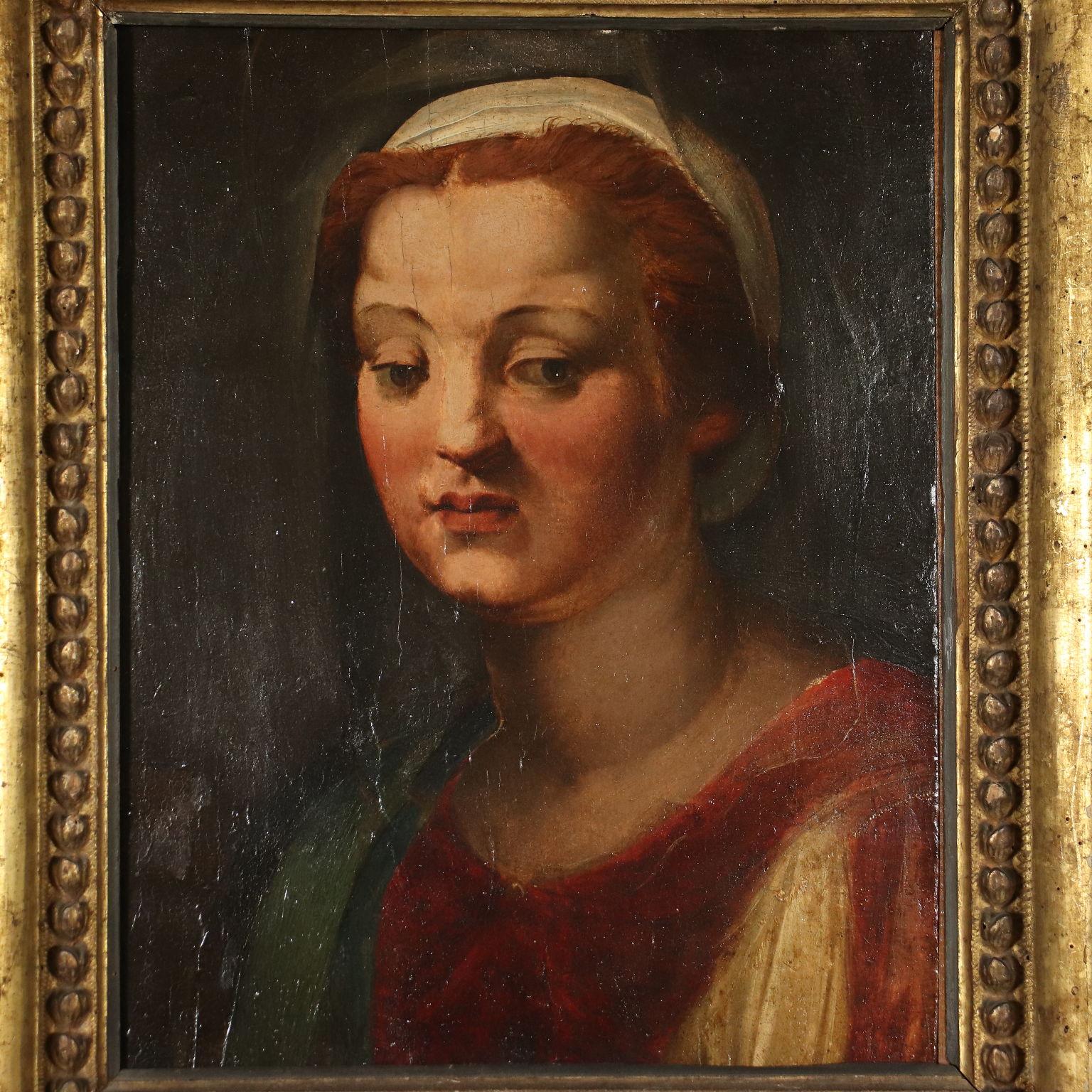 Female Head, Andrea del Sarto, Sphere of, post 1522 - Painting by Unknown