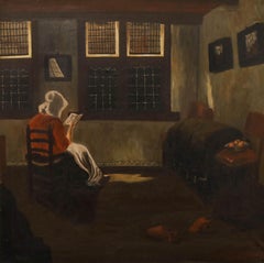 Fenneker after Pieter de Hooch - c.1920 Oil, Dutch Interior