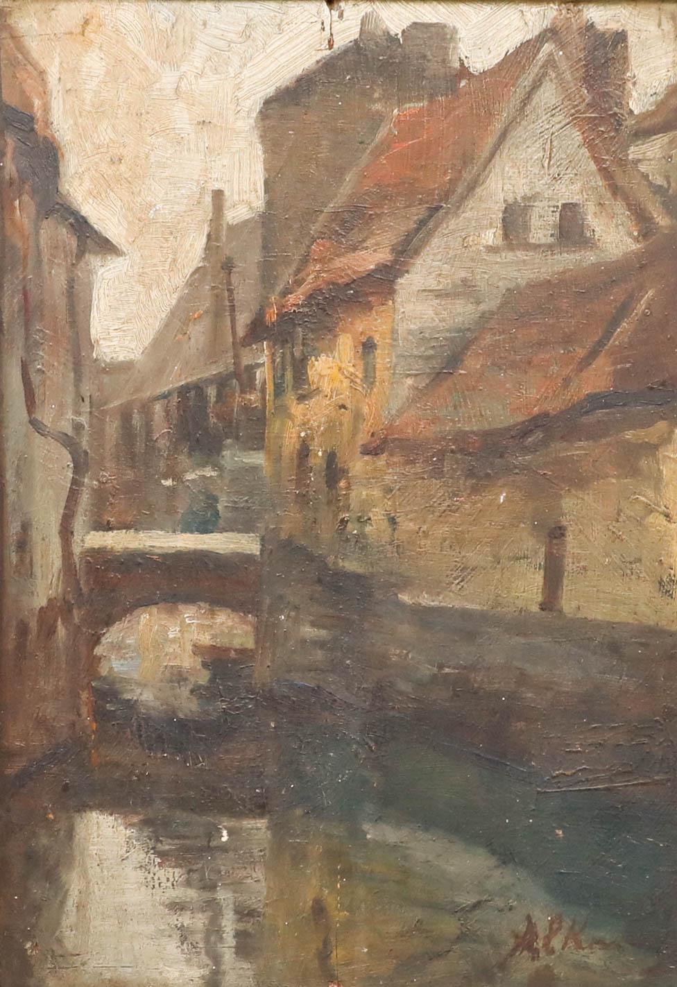 Fernand Alkan Levy (1870-1941) - Early 20th Century Oil, The Canal - Painting by Unknown