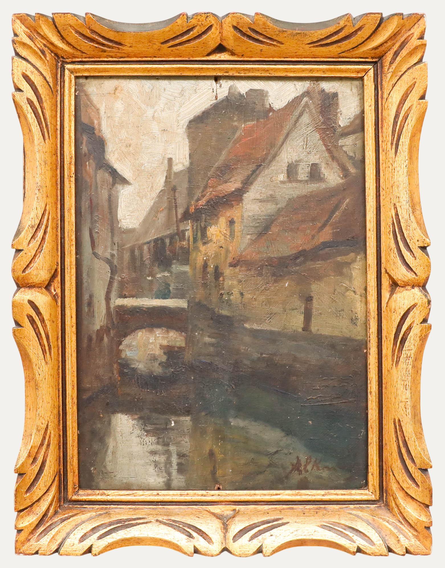 Unknown Landscape Painting - Fernand Alkan Levy (1870-1941) - Early 20th Century Oil, The Canal