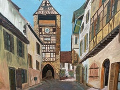 Fernand Audet Óleo impresionista francés, Edificios de la vieja ciudad francesa