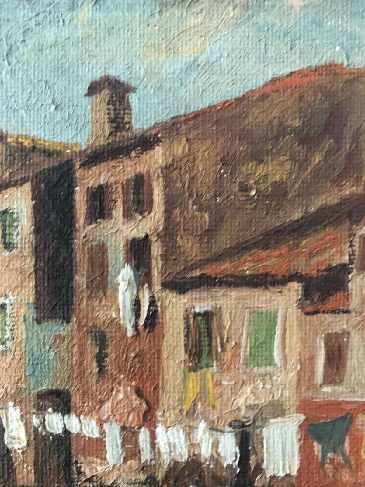 Olio post-impressionista francese firmato da Fernand Audet, Old French Townes - Landscape Painting Marrone di Unknown