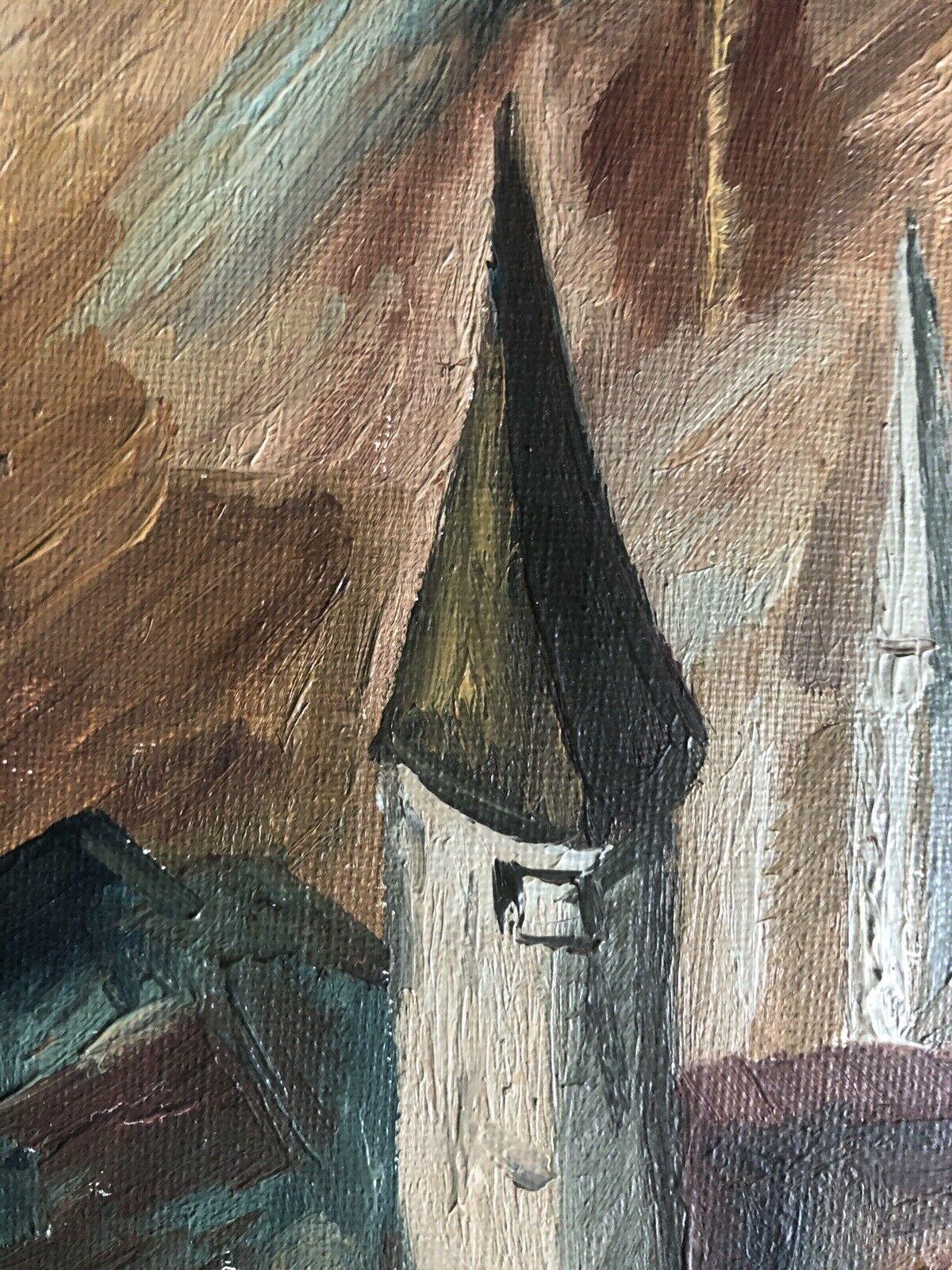 Olio post-impressionista francese firmato da Fernand Audet - Le porte della città - Painting di Unknown
