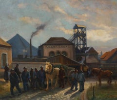 Fernand Lienaux (1897-1980) - Framed Oil, Morning Relief at the St Marie Pit