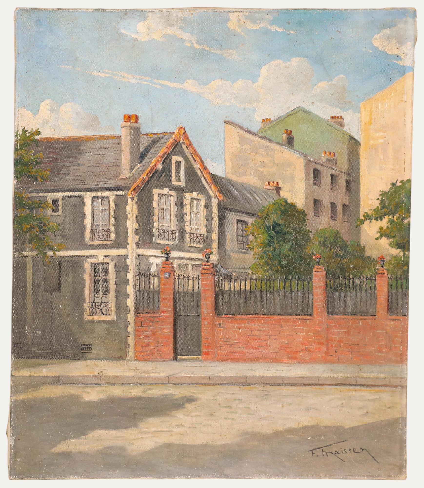 Unknown Landscape Painting - Fernand Maissen (1873-1954)  - Early 20th Century Oil, Summer Evening Street