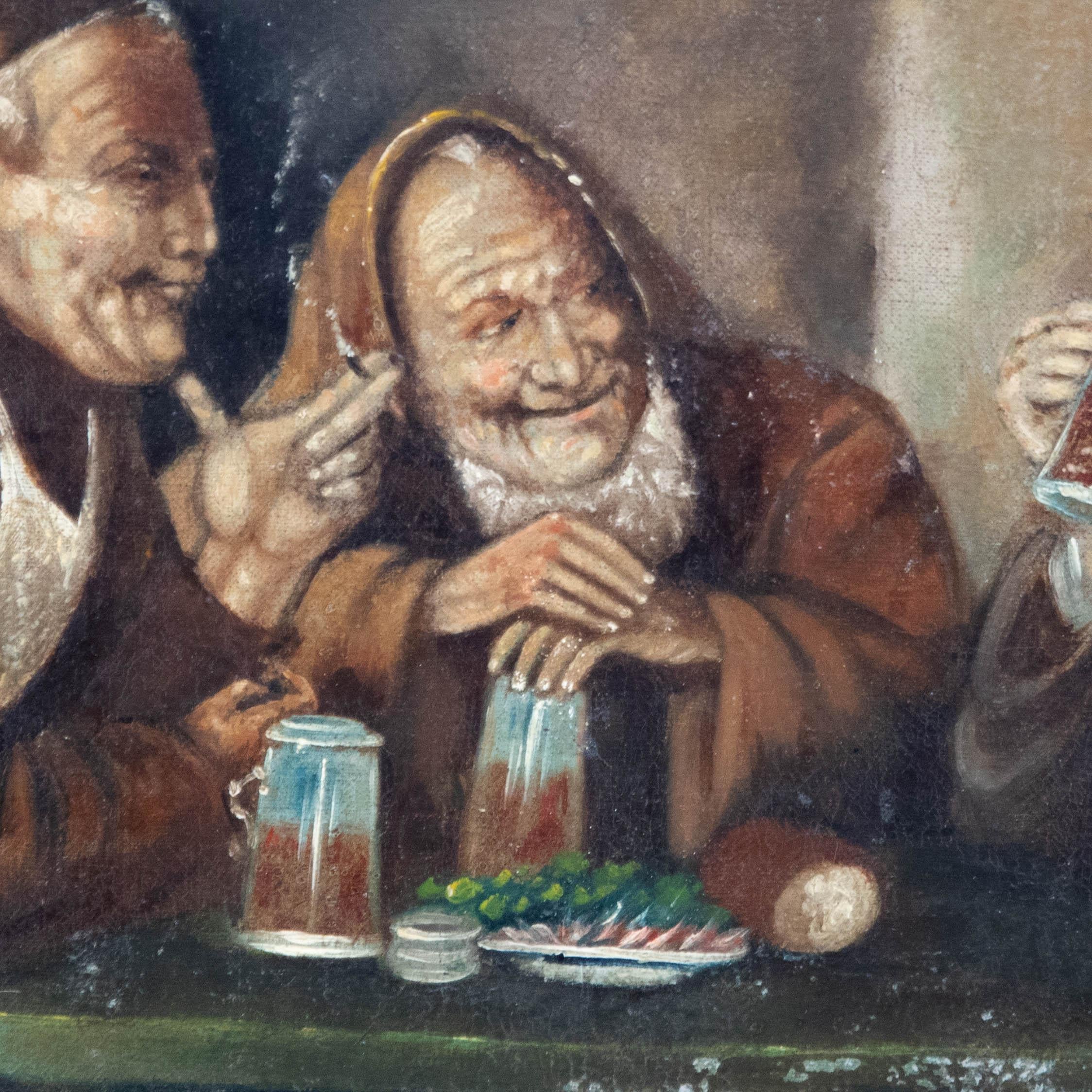 Ferruccio Vitale (1875-1933) - Olio del primo Novecento incorniciato, Monaci allegri 1