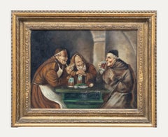 Ferruccio Vitale (1875-1933) - Gerahmtes Ölgemälde, Merry Monks, frühes 20. Jahrhundert