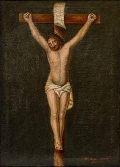 Fidelis Bentele (1830-1901) - Framed 1872 Oil, The Crucifixion of Jesus Christ