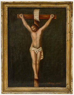 Fidelis Bentele (1830-1901) - Framed 1872 Oil, The Crucifixion of Jesus Christ