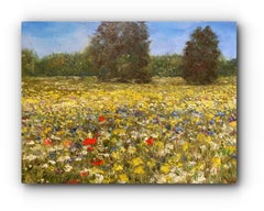 Field of Flowers (Small Contemporary Russian Oil Landscape Painting)