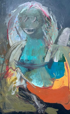 Figurative Abstract Expressionist Large Oil on Canvas