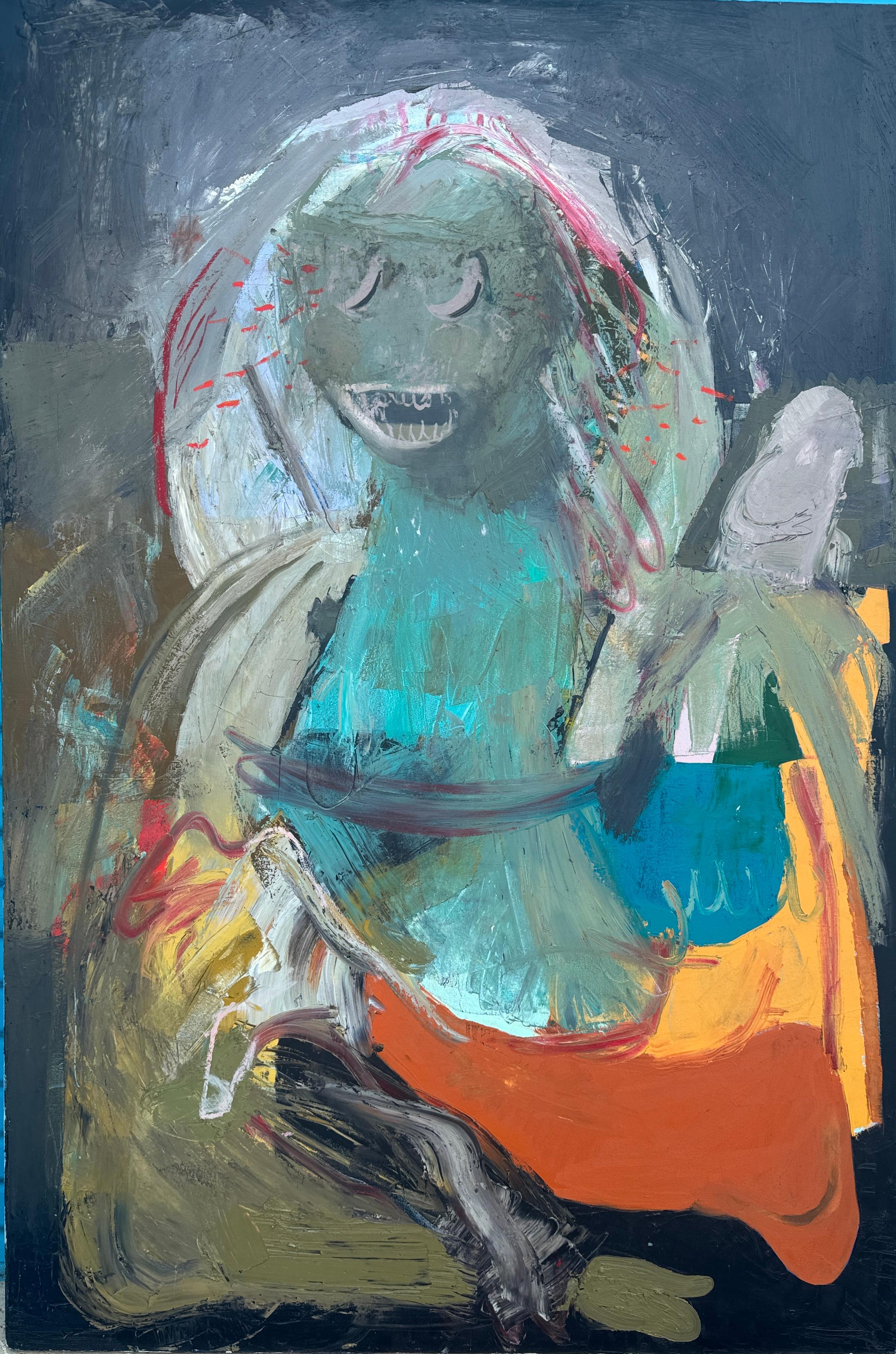 Figurative Abstract Expressionist Large Oil on Canvas