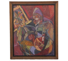 Figurative Impressionist Painting of a Jousting Knight 