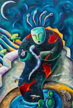 Figure and Animals Abstract Composition