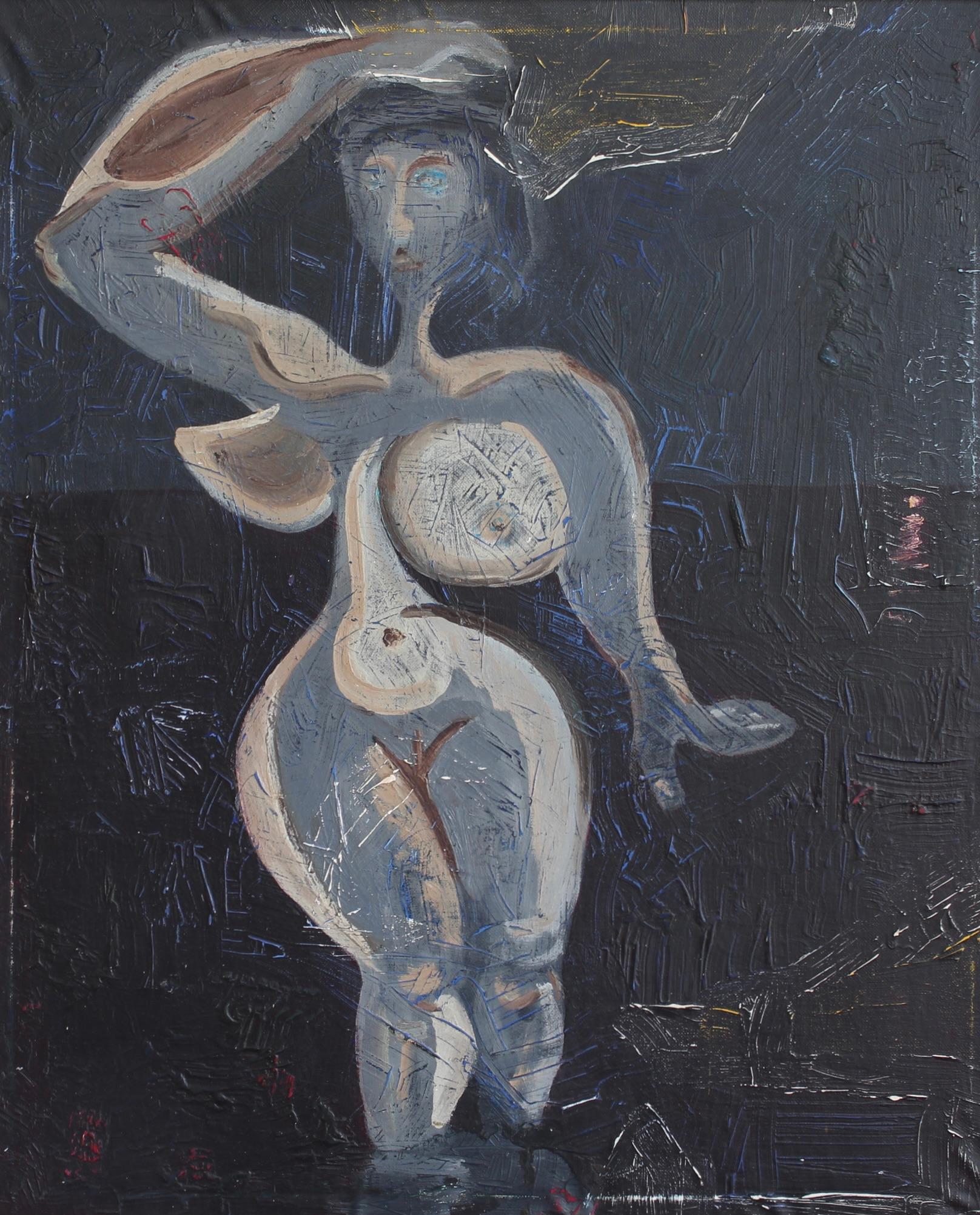'Figure in Blue Light', French School - Painting by Unknown