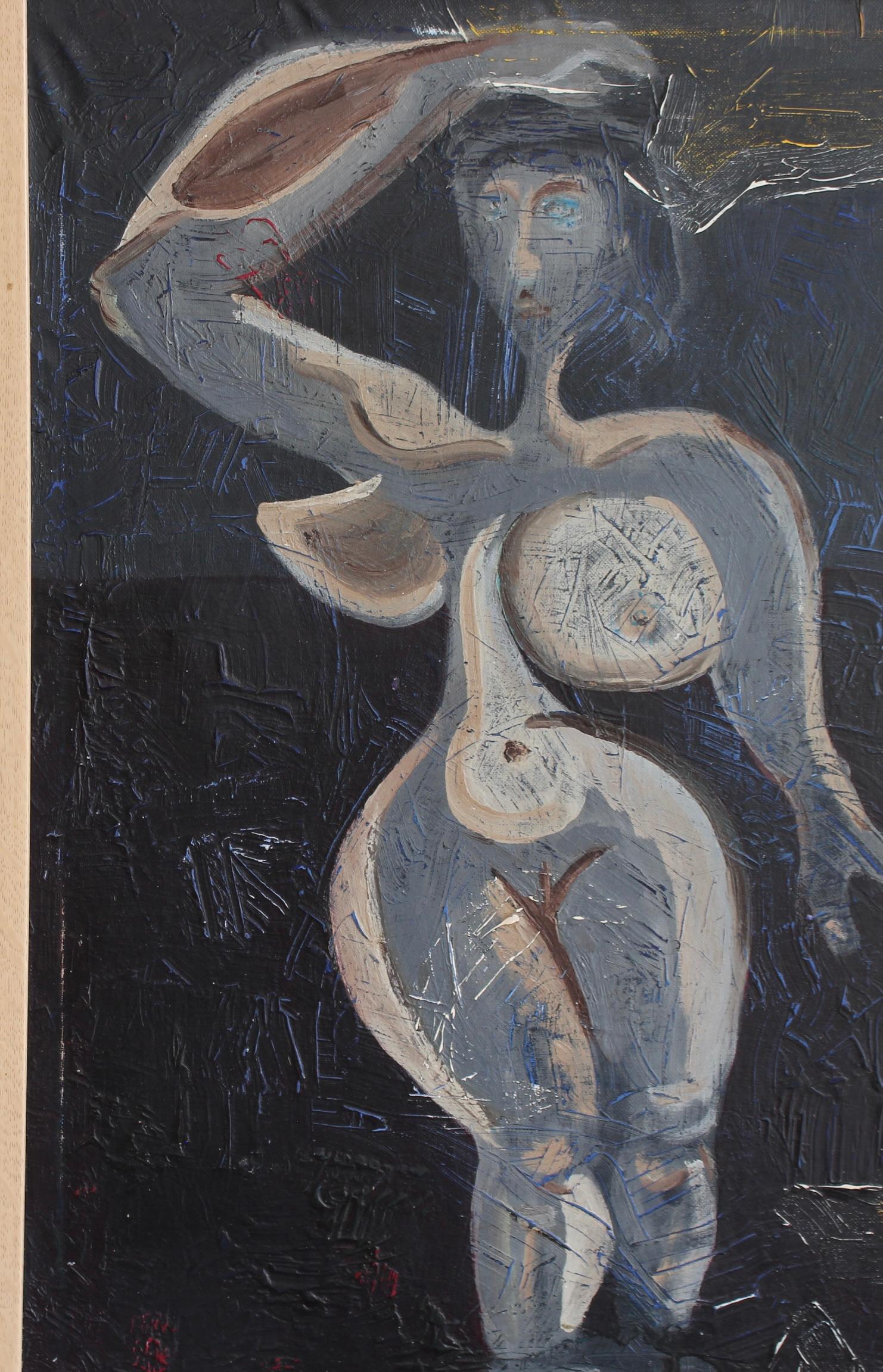 'Figure in Blue Light', French School - Modern Painting by Unknown