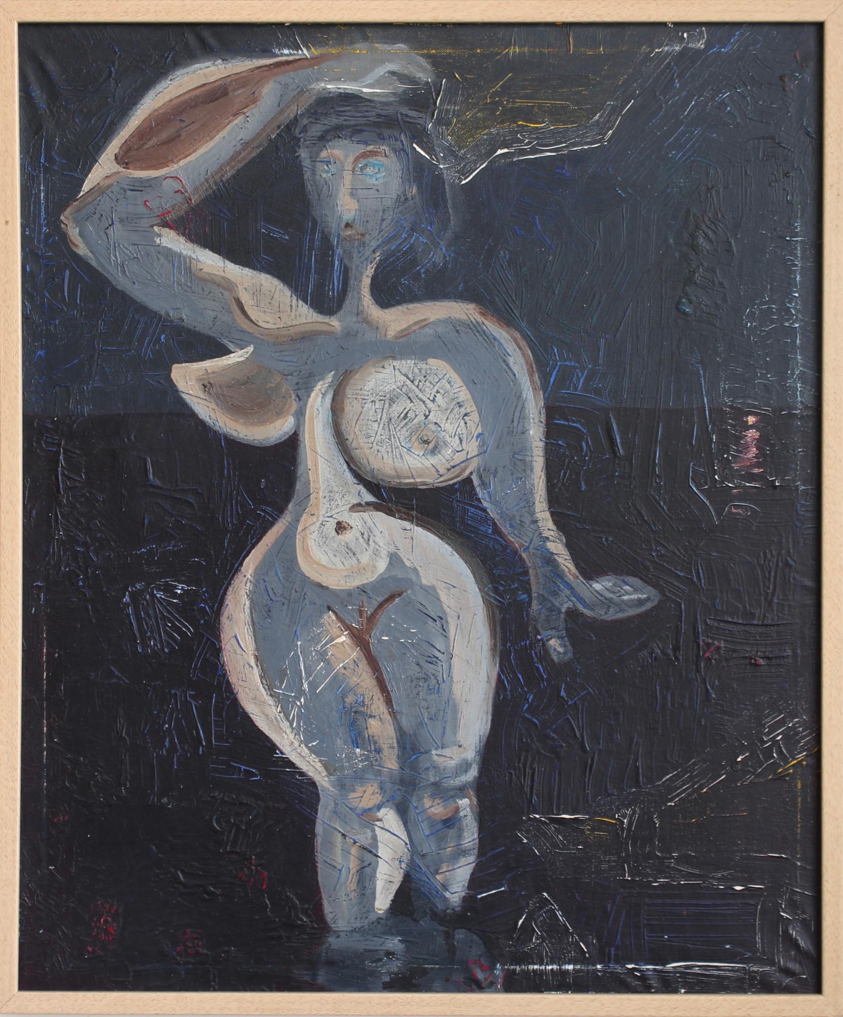 Unknown Portrait Painting - 'Figure in Blue Light', French School
