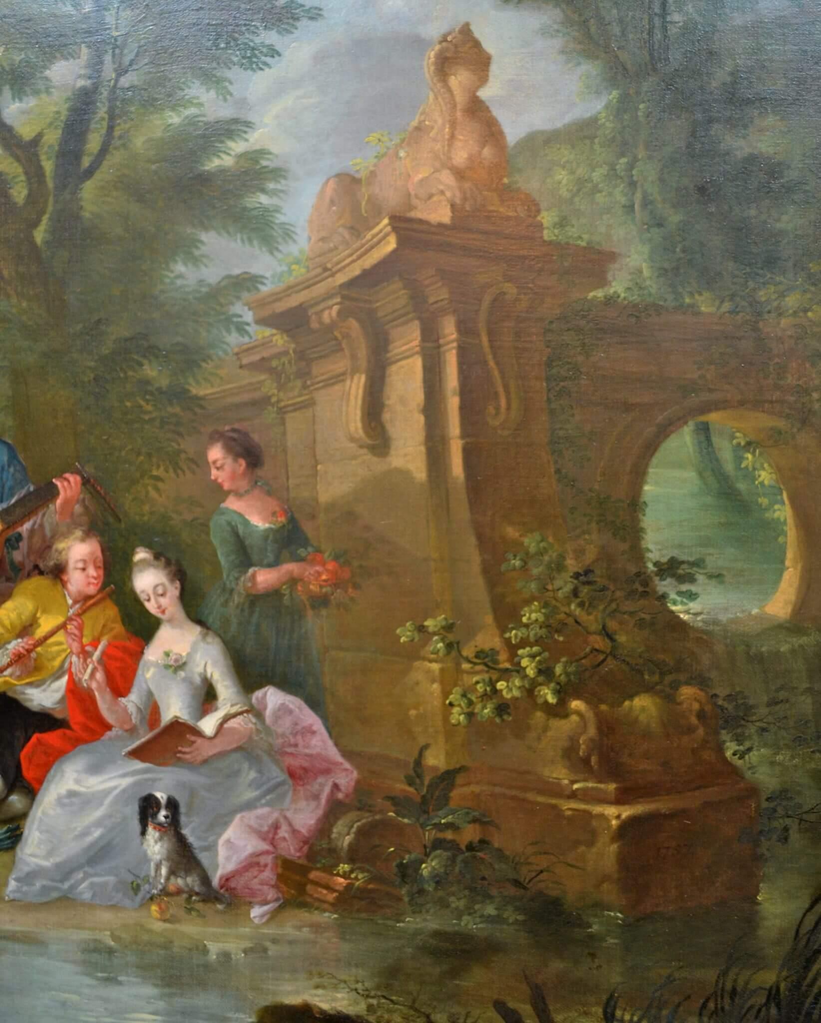 Figures in a Landscape Attributed to Pater - Brown Figurative Painting by Unknown