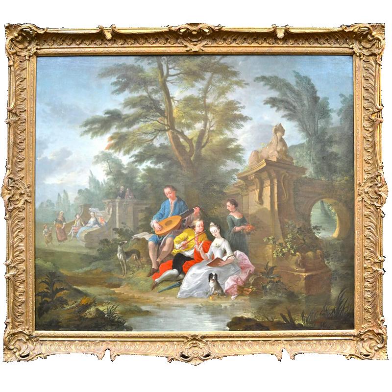 Unknown Figurative Painting - Figures in a Landscape Attributed to Pater