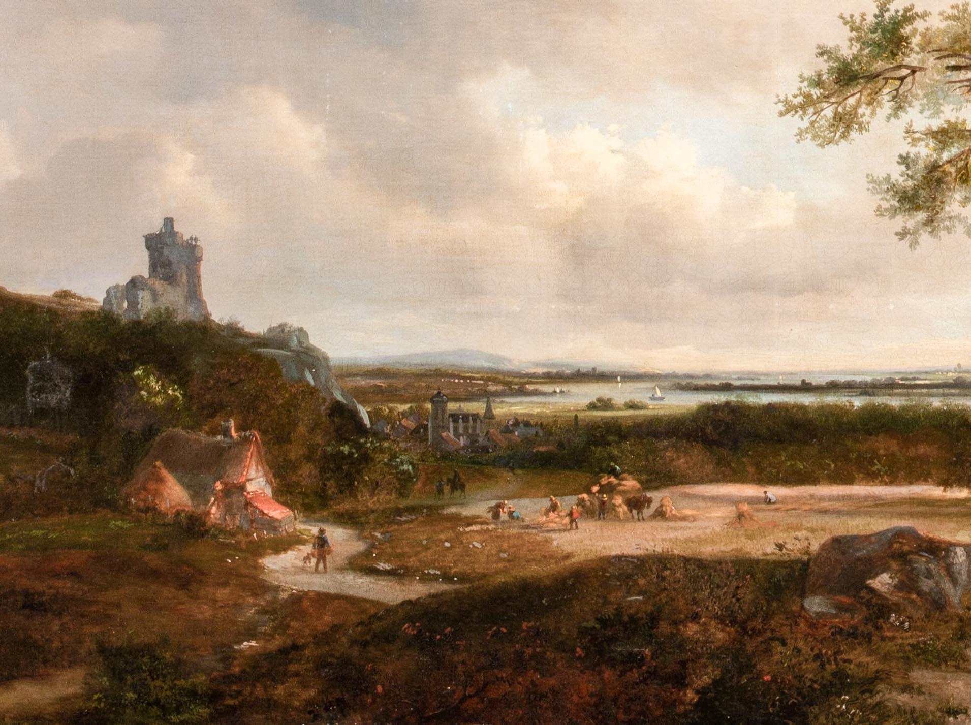 Figures In A Landscape, River Rhine In The Distance, dated 1869 Adolphe Malherbe For Sale 1