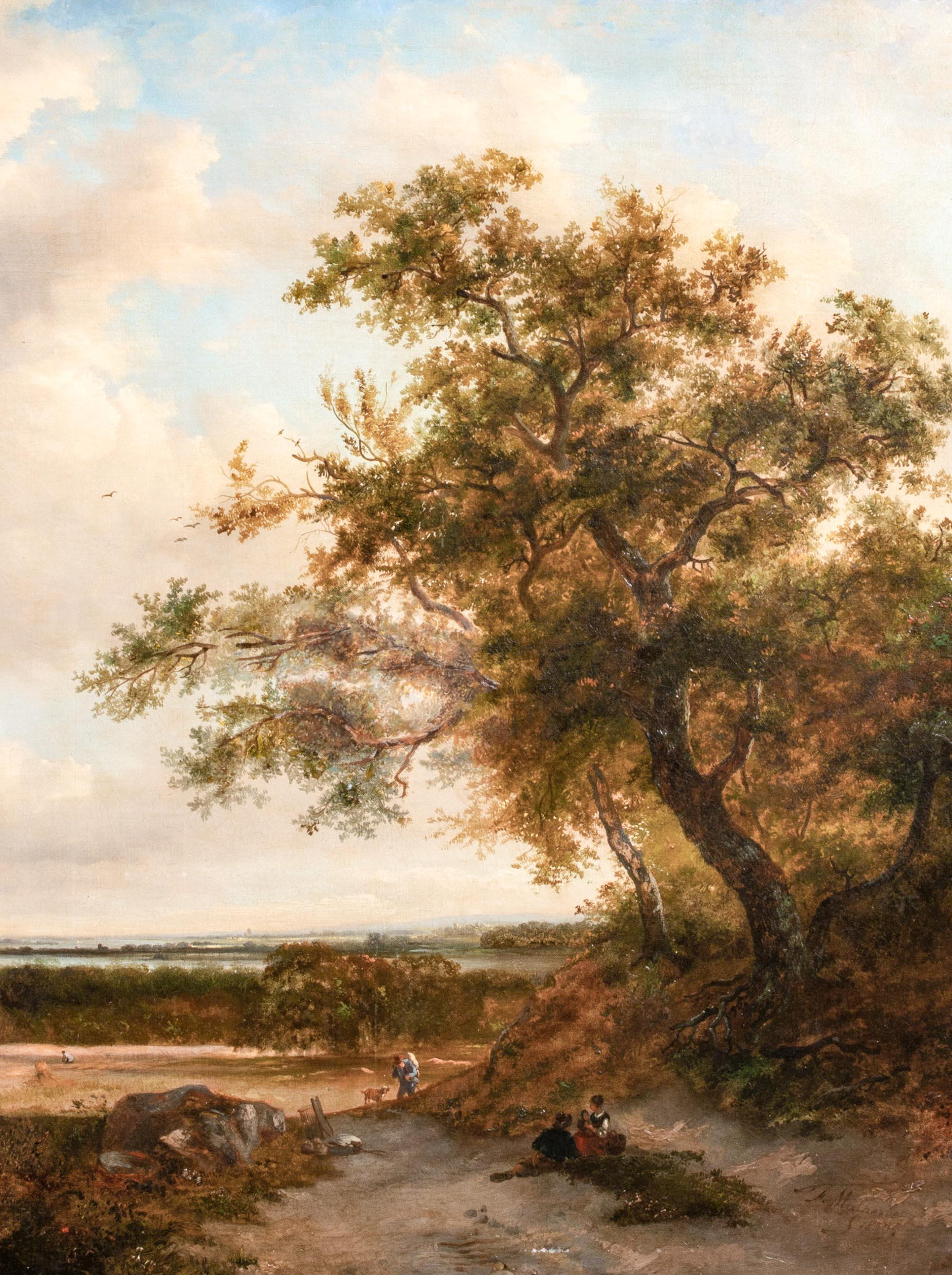 Figures In A Landscape, River Rhine In The Distance, dated 1869 Adolphe Malherbe For Sale 2