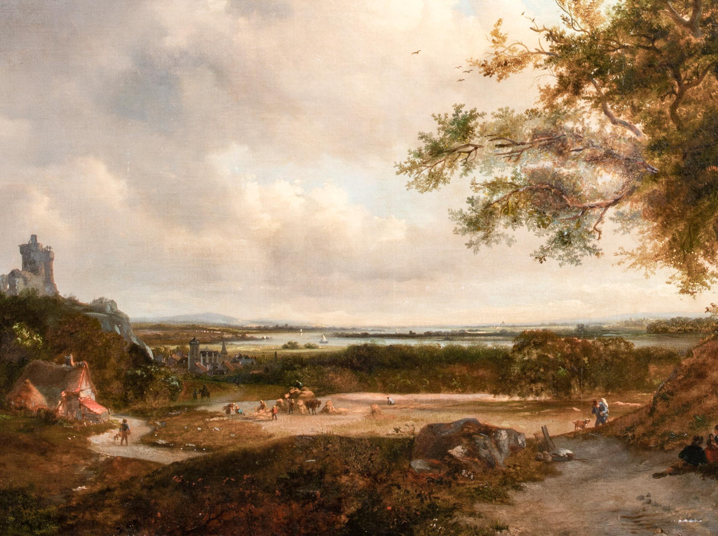 Figuren In A Landscape, River Rhine In The Distance, datiert 1869, Adolphe Malherbe im Angebot 3