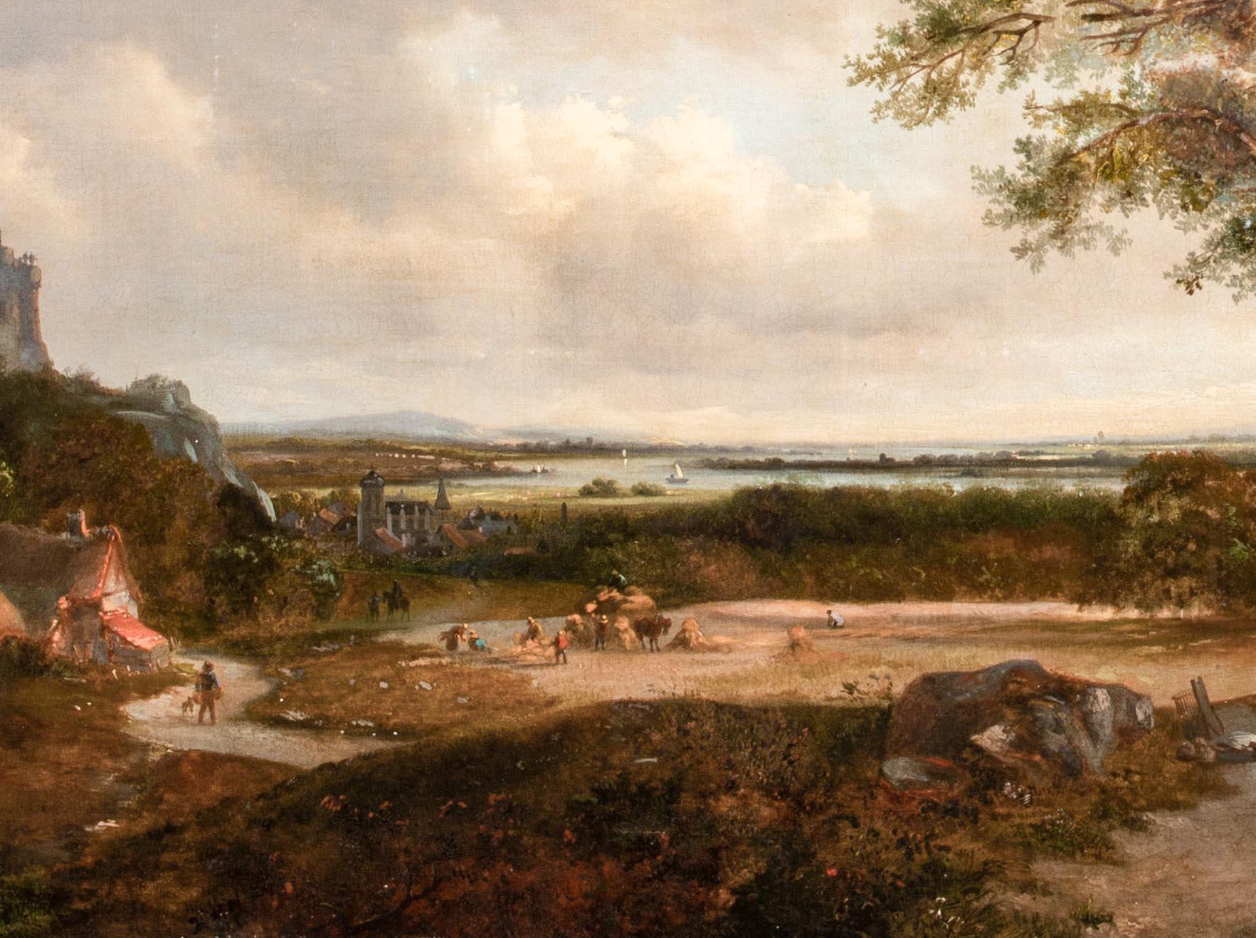 Figures In A Landscape, River Rhine In The Distance, dated 1869 Adolphe Malherbe For Sale 4