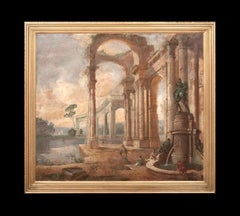 Figures Resting By A Fountain, Roman Capriccio, 18th Century PAOLO PANINI