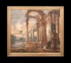 Figures Resting By A Fountain, Roman Capriccio, 18th Century PAOLO PANINI