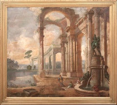 Figures Resting By A Fountain, Roman Capriccio, 18th Century PAOLO PANINI