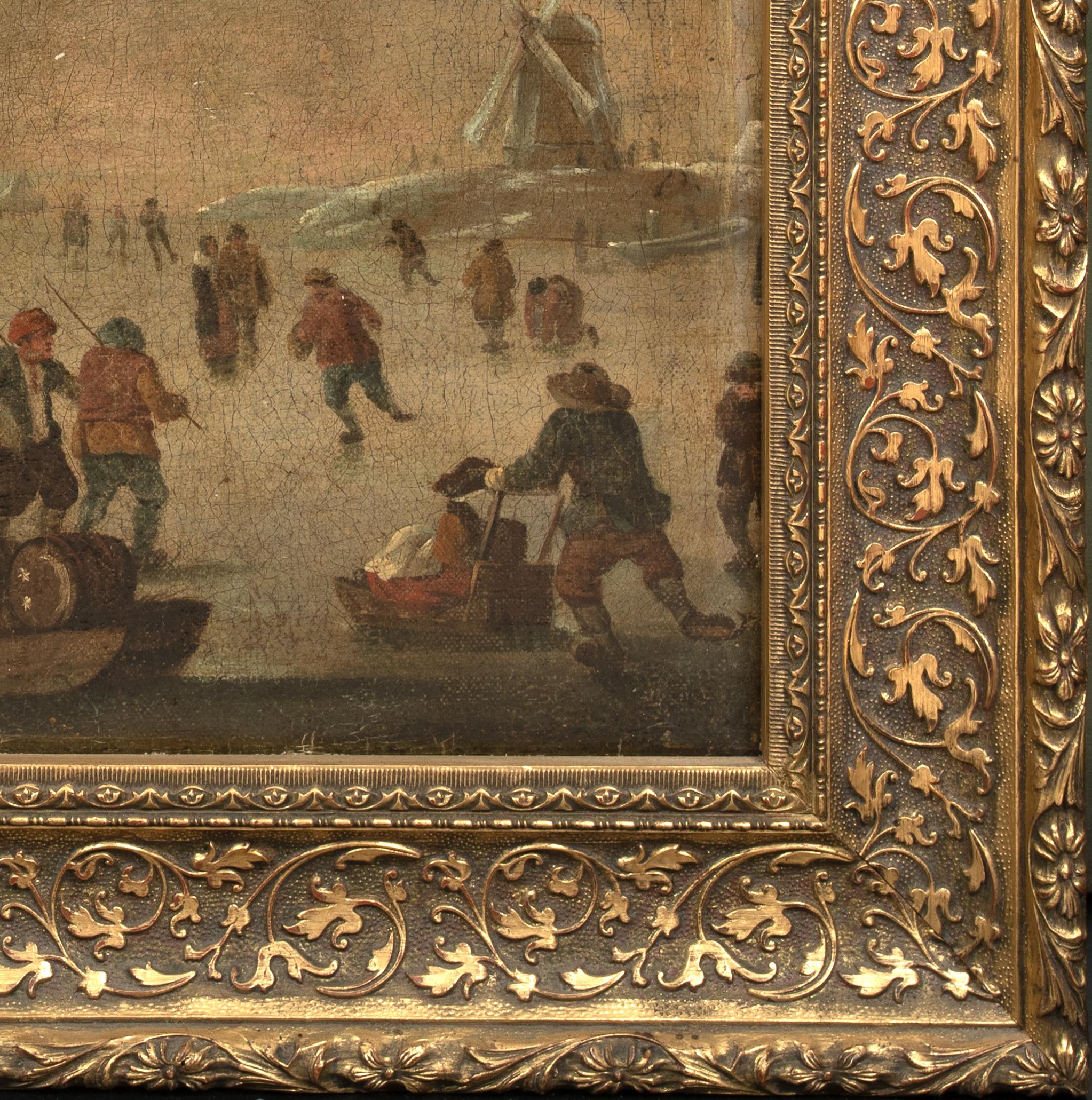 Figures patinant dans un paysage d'hiver givré, 17ème siècle WILLEM KOOL 2