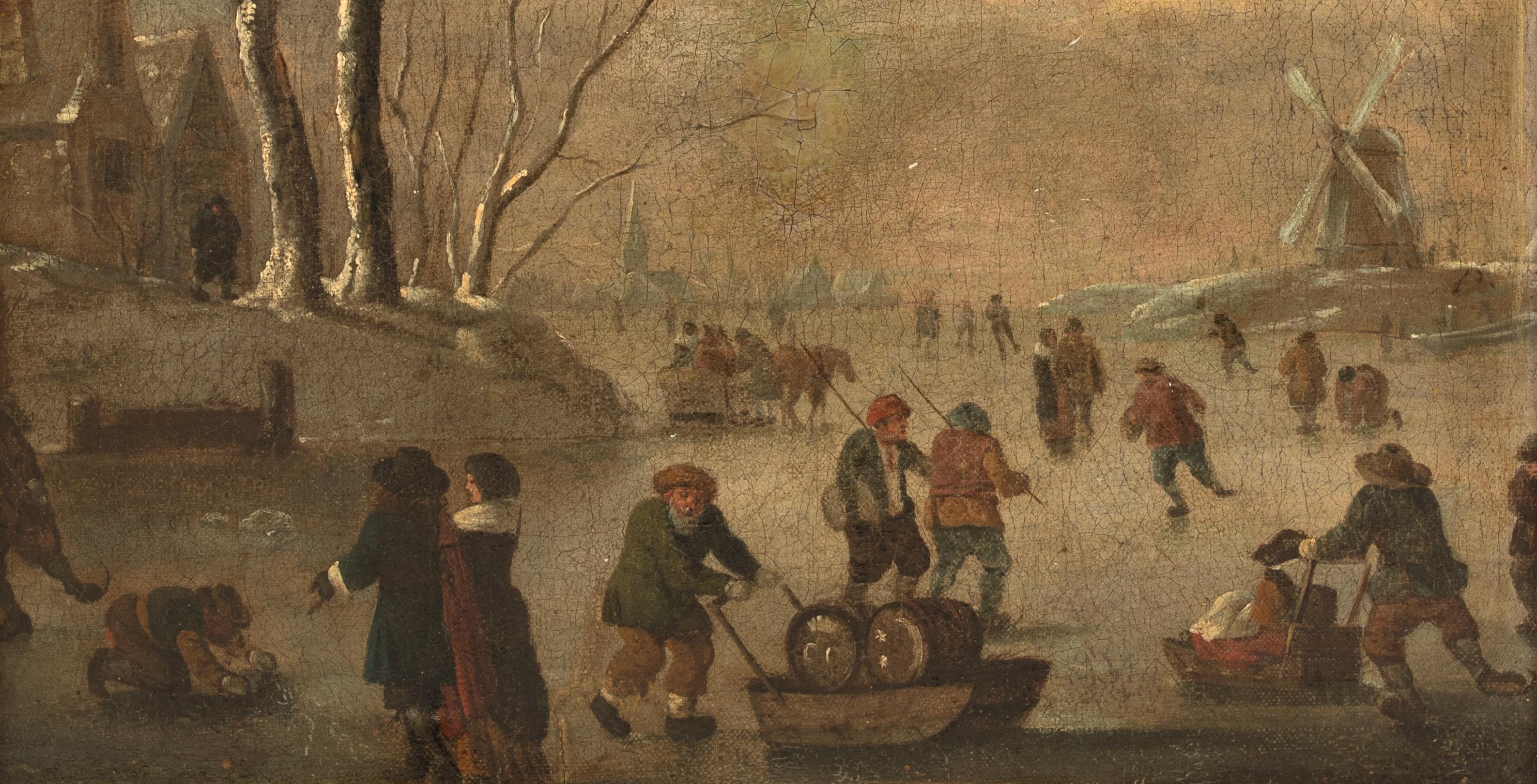 Figures patinant dans un paysage d'hiver givré, 17ème siècle WILLEM KOOL 3
