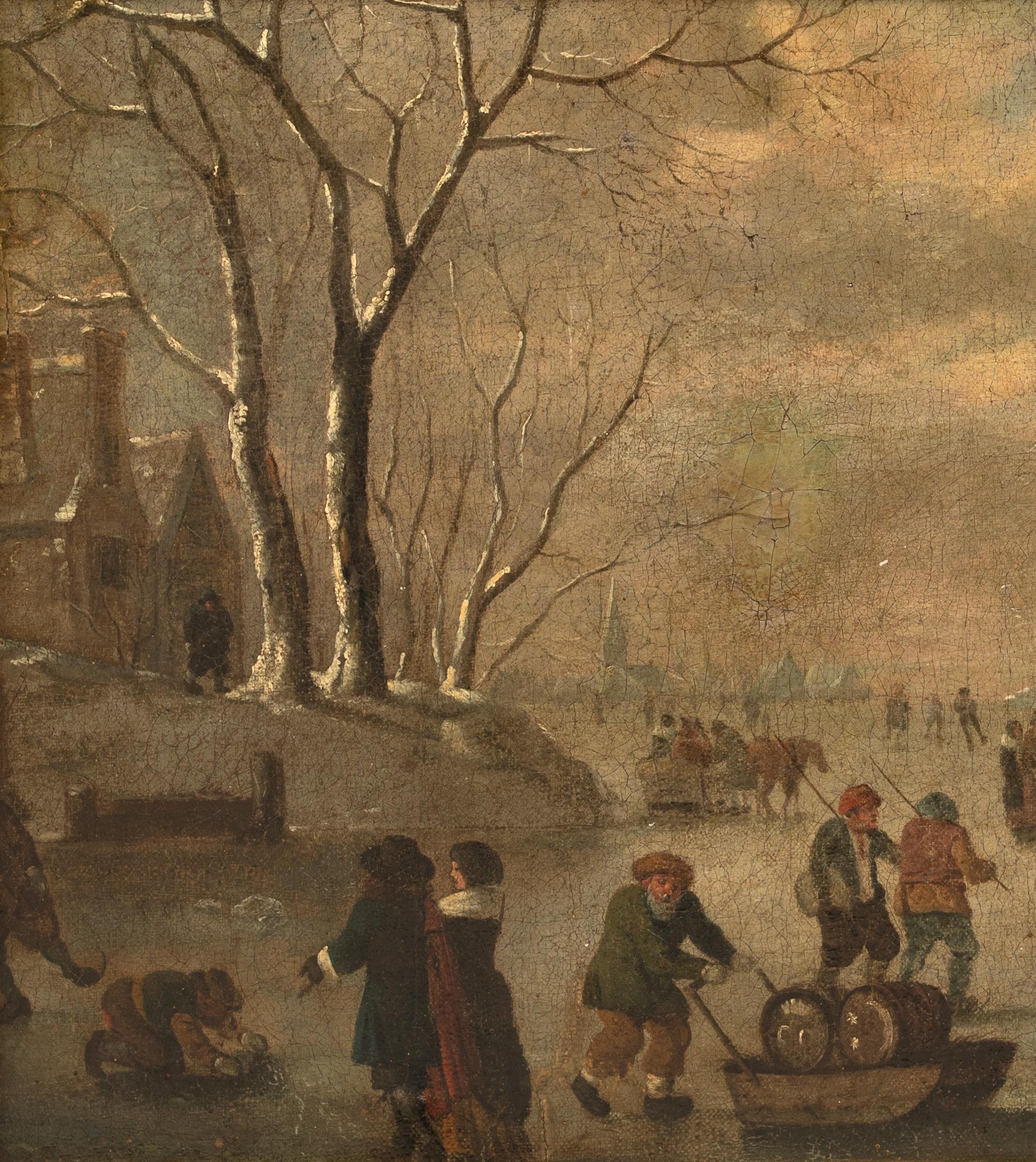 Figures patinant dans un paysage d'hiver givré, 17ème siècle WILLEM KOOL 4