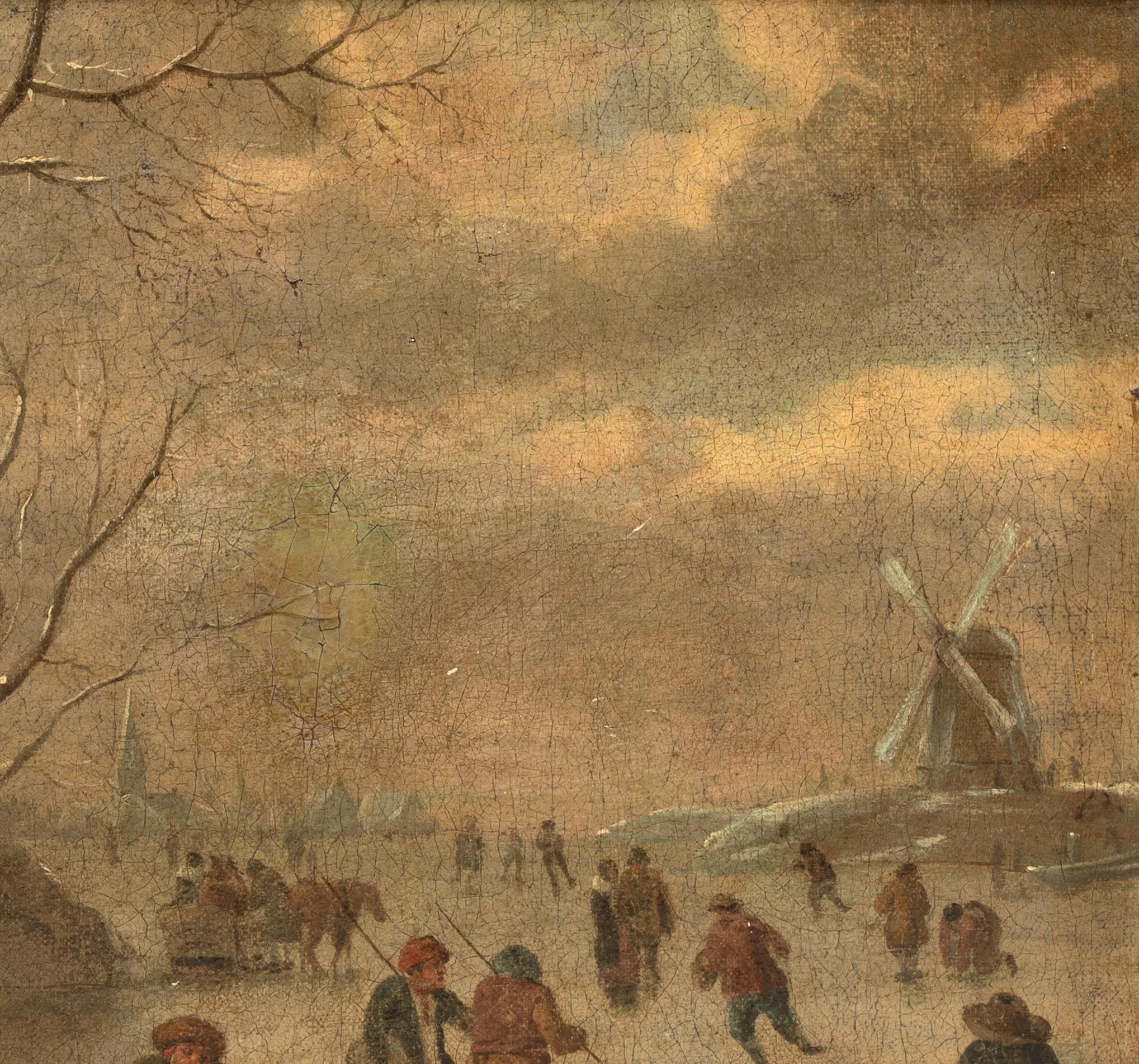 Figures patinant dans un paysage d'hiver givré, 17ème siècle WILLEM KOOL 5