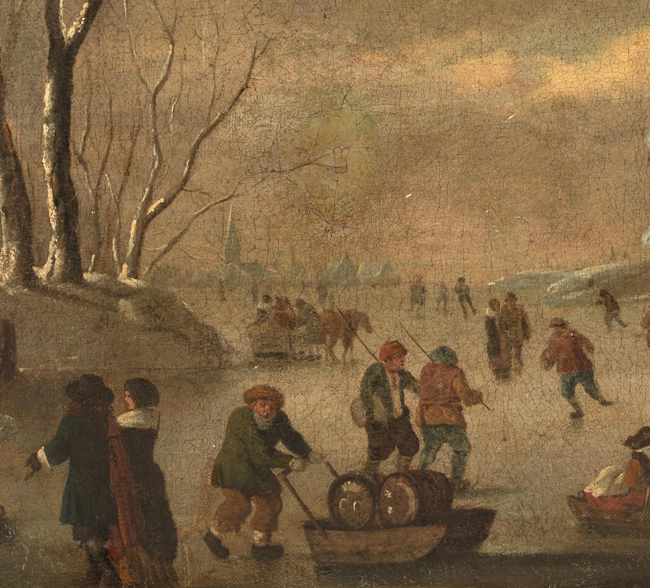 Figures patinant dans un paysage d'hiver givré, 17ème siècle WILLEM KOOL 6