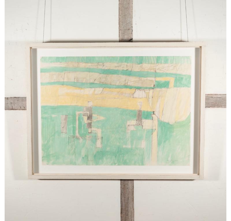 Figures Talking, Oil on Paper Painting by Philip Jones, 1973 For Sale 1