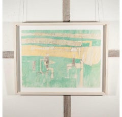 Figures Talking, Oil on Paper Painting by Philip Jones, 1973