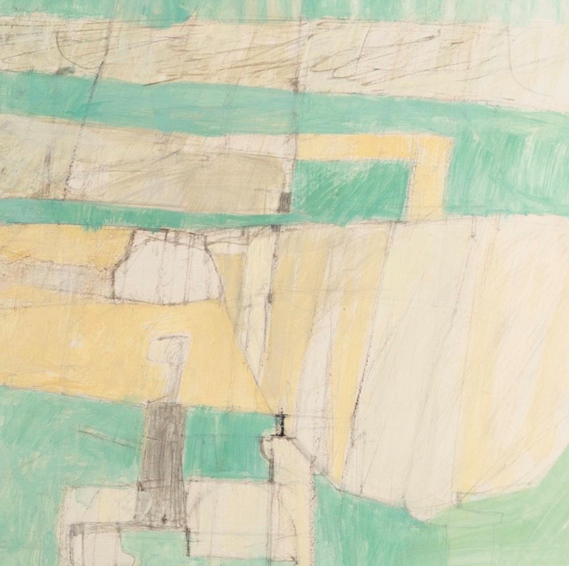 Figures Talking, Oil on Paper Painting by Philip Jones, 1973 For Sale 3