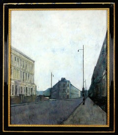 Finborough Theatre - Large Mid 20th Century Oil on Board London Street Painting