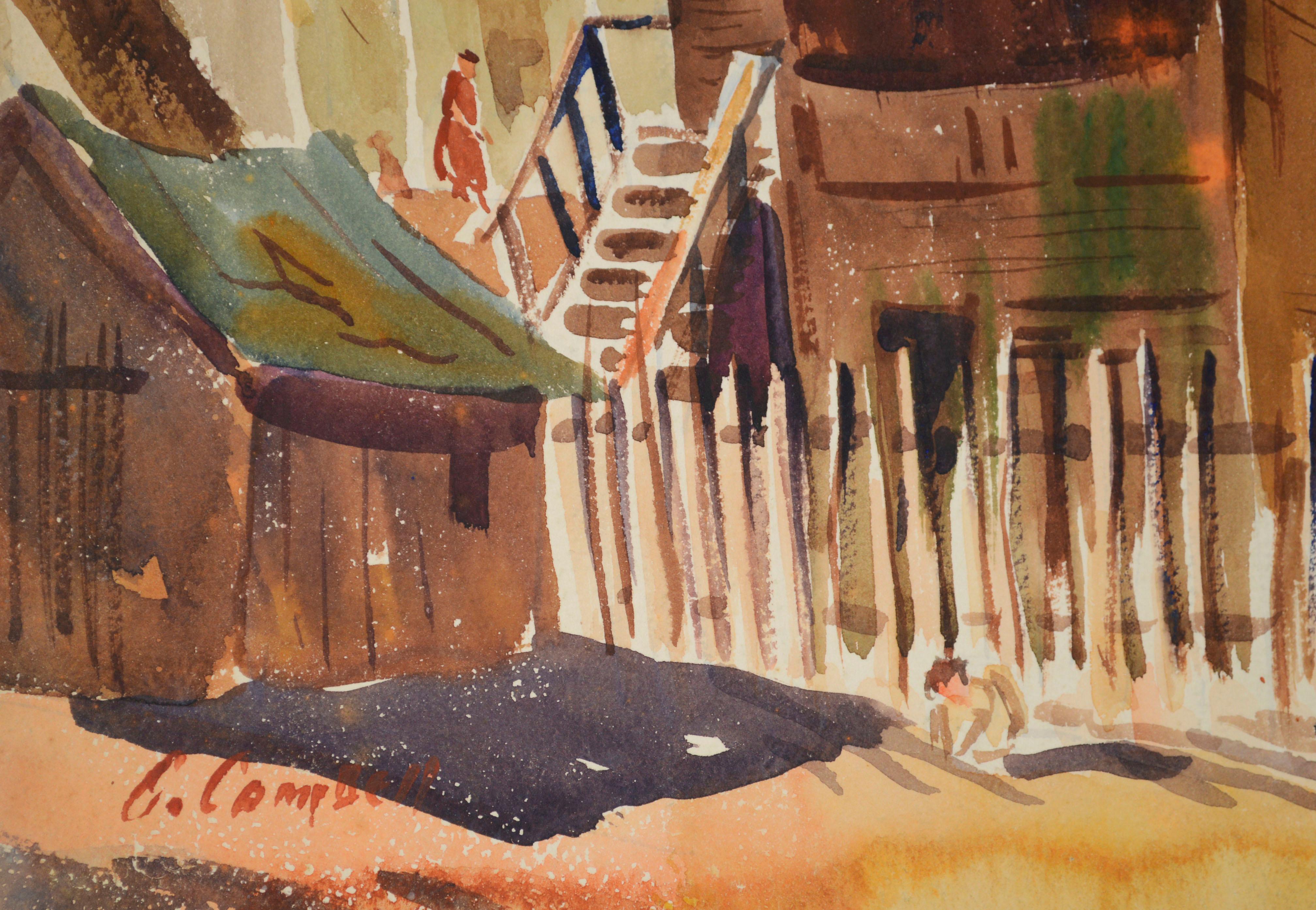 Finding My Way Home, Pacific Grove, Aquarelllandschaft aus der Mitte des Jahrhunderts  (Amerikanischer Impressionismus), Painting, von Unknown