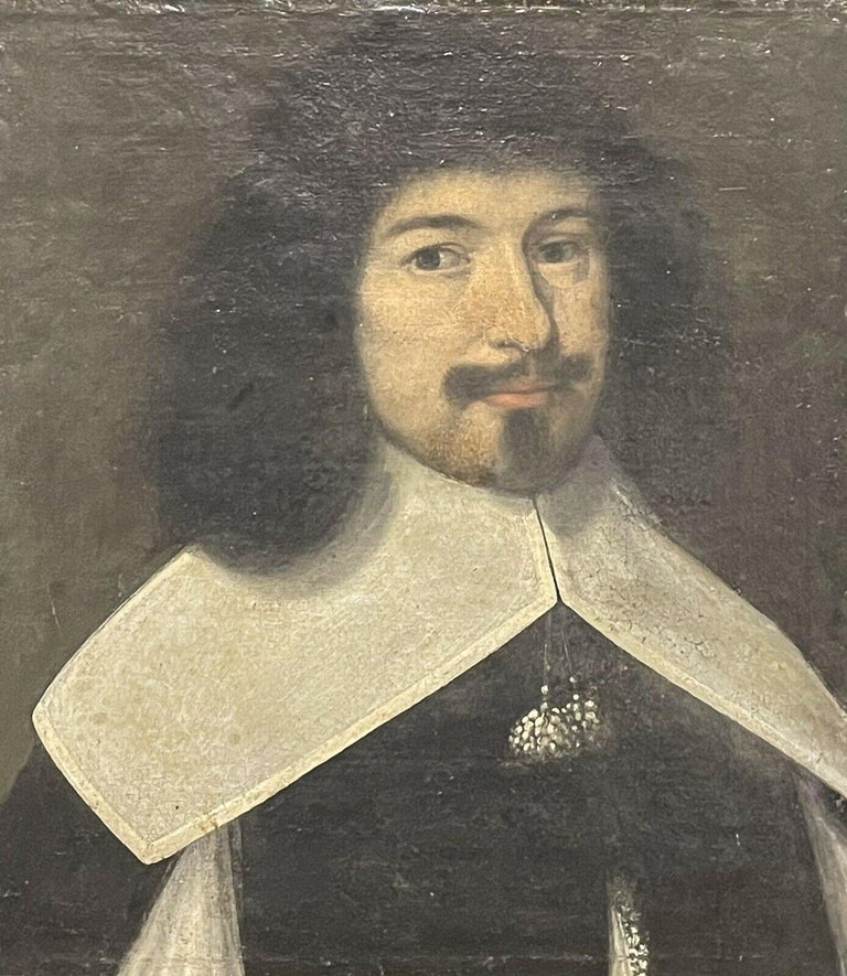 FINE 17TH CENTURY FRENCH OLD MASTER OIL PAINTING - PORTRAIT OF GENTLEMAN For Sale 6
