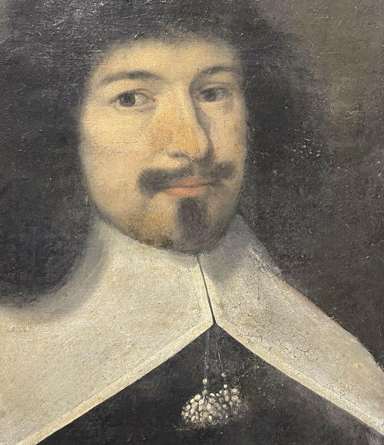 FINE 17TH CENTURY FRENCH OLD MASTER OIL PAINTING - PORTRAIT OF GENTLEMAN For Sale 2