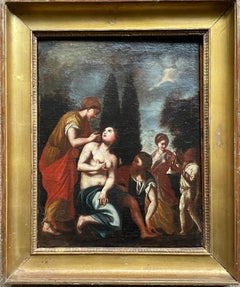 FINE 17TH CENTURY ITALIAN OLD MASTER OIL ON CANVAS - THE BATHING OF BATHSHEBA
